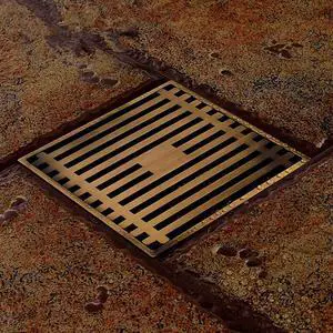Antique Brass Fast Draining Straight line Bathroom 4" Sink Floor Drain