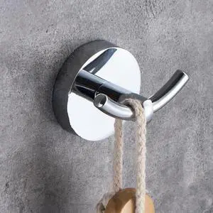 Multi-Purpose Hooks Bathroom Double Hook Clothes Pegs Hanger Wall Mounted Hanging Robe Hooks Hotel Coat Towel Rack Accessories