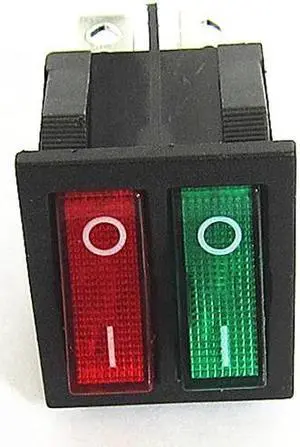 1pc Rocker Switch Six Foot Double Ship Type Switch Boat Switch with green Red Indicator Light ON-OFF for Electric baking pan