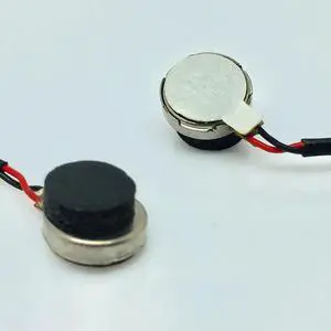 Brand  Flat Mini Button Type 3V Vibration DC Motor With Extra Long Leading Wire, Outer Diameter 8mm And Thickness 2.5mm