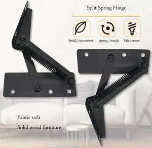 2Pcs/set Black Sofa Hinge Furniture Hinges Multifunctional Supporting Spring Hinges For Support Sofa Headrest, Storage Box