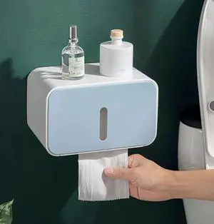 Toilet Paper Towel Box Waterproof Toilet Paper Holders Rack Wall Mounted Bathroom Tissue Box Shelf Roll Paper Tube Storage Box
