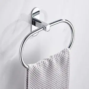 Punch-free Towel Ring Holder Hanger, Stainless Steel Wall Mounted Oval Hanging Ring Rack, Bathroom Hardware Gadgets
