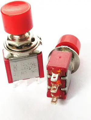 1Pcs Push Button Switch Push Button Switch PS-102 Round button with a Red Riding Hood 3-pin