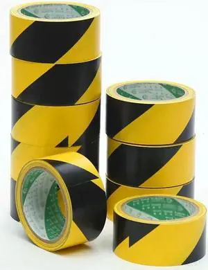 1PC PVC Black Yellow Warning Tape Self Adhesive Safety Film Sticker Warning Tape For Workplace Safety Floor Marking Warning Tape