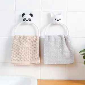 1PC ABS Cartoon Animals Towel Rack Wall-Mounted Bathroom Toilet Child Hanging Towel Holder Hanger Home Kitchen Towel Rack Ring