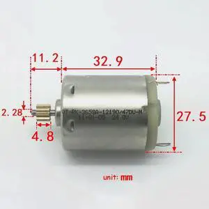 DC24V 60mA 10000RPM Carbon Brush Motor 10 Tooth 0.52 Modulus Gear Micro Motor Shaft Diameter 2.28mm Axis Length 11.2mm