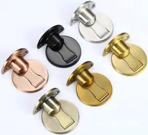 304 Stainless Steel Magnetic Door Stop Catch Holder, Punched & Nail-free Floor Mounted Door Stopper for Door Gap of 5.5-12mm