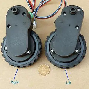 1 Pair Gear Motor for Sweeping Robot DC 12V 100mA Plastic Gearbox Coded Speed DC Gear Motor Wheels, Left and Right, Ratio 1:63