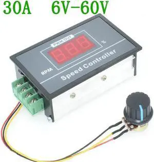 0-100 Digital Display DC Brushed Motor Controller 6V 12V 24V 48V 60V  Electronic Governor Max 30A Stepless Speed Regulation