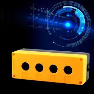 Plastic Electronic Project Box Emergency Stop Push Button Switch Control Station Box 22mm 4 Button Holes Waterproof 195x71x64mm