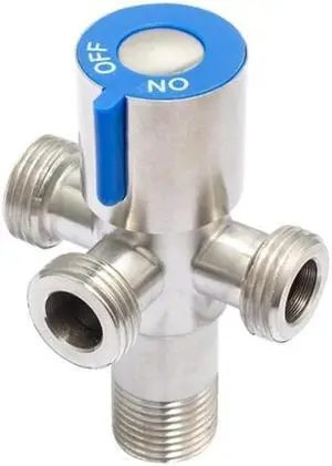 G1/2' Four-way Triangle Valve One Into Three Out Water Angle Valve 304 Stainless Steel Toilet Stop Valve Multi-function Tap