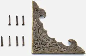 4PCS/Lot 58x58mm Decorative Edge Protector Antique Corner Protector Jewelry Case Wooden Box Corner Protector Bronze, with Nails