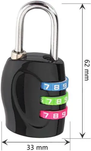 3 Digit Number Combination Password Lock Travel Luggage Suitcase Sedurity Code Lock Multi-functional Colored Padlock 62mm*33mm