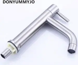 DONYUMMYJO 1pc 304 Stainless Steel Single Cold Basin Faucet Taps With One hose