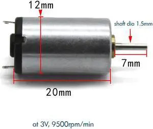 1220 High Speed Motor DC 3V 9500rpm Mute Micro Motor for DIY Small Fans, Small Wind Turbines Productions Shaft Diameter 1.5mm