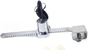 Showcase Window Key Lock Drawer Display Case Sliding Glass Door Lock with 2 Keys, Zinc Alloy, Chrome Plated, D20.5mmxL19mm