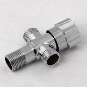 Male G1/2" Brass Faucet T Adapter Chrome Plated Bathroom Shower Faucet Accessories Water Diverter 3 Way Filling Valve