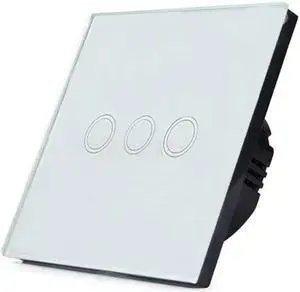 1pcs 3 Open Wall Touch Light Switch,Single Live Wire Touch Switch,Wall Hanging Glass Panel Switch 3 colors 86 Type Switch