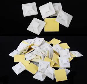 100pcs/lot 20*20MM Self Adhesive Cable Tie Mount Base Holder Routing Looms Wire Cable Base Clamps Clip Suction Cup Positioning