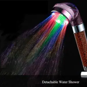 Electroplated LED Colorful Anion SPA Shower Self-discoloration Light Color Changing Shower Head Bathroom Washable Shower Nozzle
