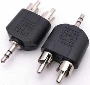 3.5mm Male jack To 2 RCA Male Stereo Audio Adapter Convertor Sound Voice Jack Socket  Silver