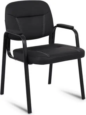CLATINA Big and Tall Office Guest Chair 400lbs Reception Chair with Bonded Padded Armrest Backrest Wide Seat Office Chair No Wheels for Conference Waiting Room Office Home Black