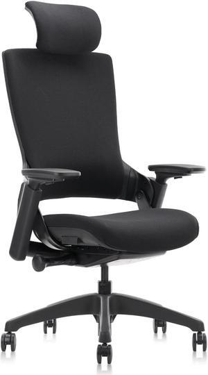 CLATINA Ergonomic High Swivel Executive Chair with Adjustable Height Head 3D Arm Rest Lumbar Support and Upholstered Back for Home Office Black