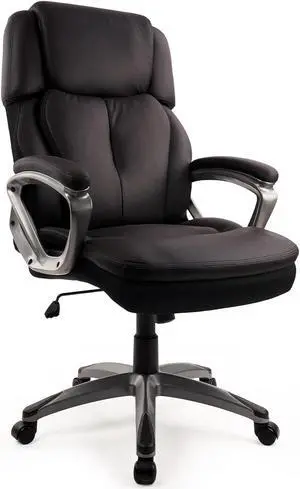 CLATINA Ergonomic Office Chair High Back Office Chair with Leathaire Fabric Padded Backrest Armrests Lumbar Support Swivel Adjustable Height Desk Chair for Office Desk Home Black