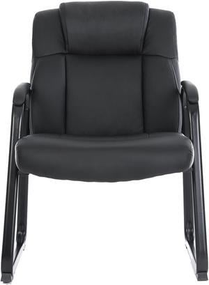 CLATINA Big & Tall 400 lb. Guest Chair, Leather Reception Chairs with Sled Base and Padded Arm Rest for Waiting Room Office Home and Meeting Conference-Black