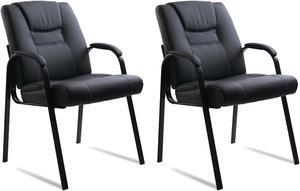 CLATINA Leather Guest Chair with Padded Arm Rest for Reception Office Meeting Conference and Waiting Room Side Office Home (2PK)