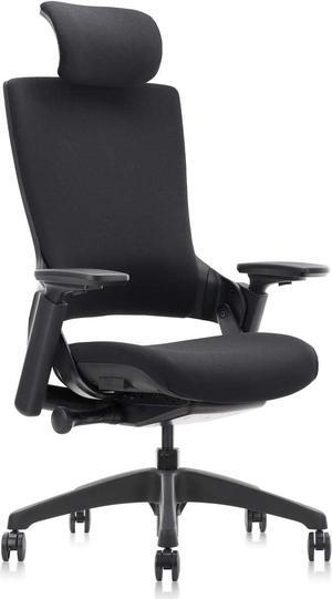CLATINA Ergonomic High Swivel Executive Chair with Adjustable Height Head 3D Arm Rest Lumbar Support and Upholstered Back for Home Office Black