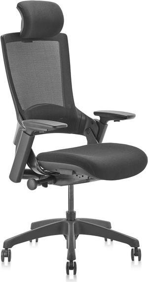 CLATINA Ergonomic High Swivel Executive Chair with Adjustable Height Head 3D Arm Rest Lumbar Support and Upholstered Back for Home Office Black Mesh/High Back