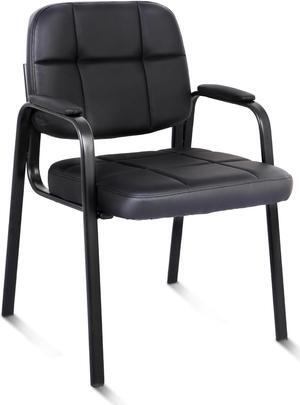 CLATINA Guest Reception Chair, Conference Room Chairs Waiting Room Chairs with Padded Arms Desk Chair No Wheels Leather Office Chair for Office, Office Guest Chairs & Reception Chairs