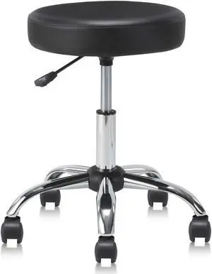 Round Rolling Stool Swivel with Wheels Adjustable Height Seat 19.7"D x 19.7"W x 22"H Multi-Purpose Heavy Duty Wide Seat Drafting Stool Chair for Office Salon Massage Spa Medical Tattoo Beauty