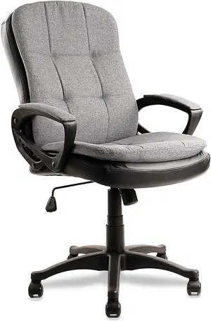 CLATINA Fabric Home Office Desk Chair, Mid-Back Computer Chair with Double Seat Cushion and Comfortable Padded Armrest, Swivel Task Chair Ergonomic, Grey