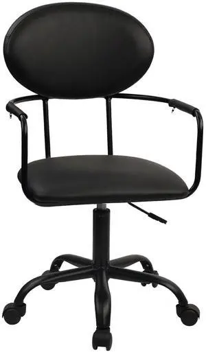 CLATINA Office Chair Desk Chair with Wheels Armrests, Leather Executive Computer Chair Vanity Chair Low Back Swivel Rolling Task Chairs Black