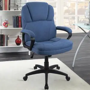 CLATINA Blue Cloth Office Chair Fabric Covered Desk Chair, Adjustable Height Swivel Chairs Ergonomic Executive Chair with Arms and Wheels Comfortable Upholstered 350 LBS