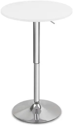 CLATINA Round Bar Pub Table, 26"-36" Height Adjustable Bistro Tables with Metal Base, 360° Swivel High Top Cocktail Table for Home Kitchen Party Drink Restaurant Wedding Cafe Office Reception, White CLATINA Round Bar Pub Table, 26"-36" Height Adjustable Bistro Tables with Metal Base, 360° Swivel High Top Cocktail Table for Home Kitchen Party Drink Restaurant Wedding Cafe Office Reception, White