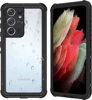 Designed for Samsung Galaxy S21 Ultra Slim Waterproof Case 5G,  Built-in Screen Protector IP68 Underwater Full Body Seal Cover Clear Sound Anti-Scratch for Samsung Galaxy S21 Ultra 5G 6.8", Black