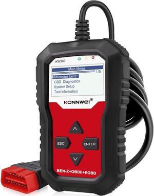 KONNWEI KW360 Full System OBD2 Diagnostic Scanner for Mercedes Benz Code Reader Automotive Check Engine Light EPB ABS SRS OBDII Scan Tool Oil Throttle Position Adaption Brake Pad Reset Tool