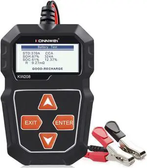 KONNWEI KW208 12V Car Battery Tester, 100-2000 CCA Load Tester Automotive Alternator Tester Digital Auto Battery Analyzer Charging Cranking System Tester for Car Truck Marine Motorcycle SUV Boat