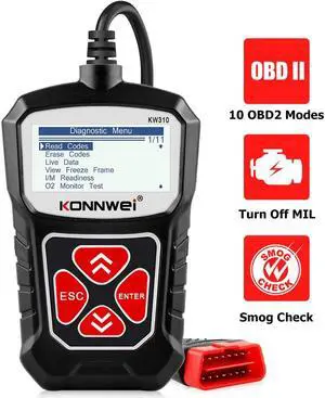 KONNWEI KW310 OBD2 Scanner Full OBDII Functions 10 Modes Car Engine Diagnostic Scanner Tool for All 1996 and Newer Cars (Black)