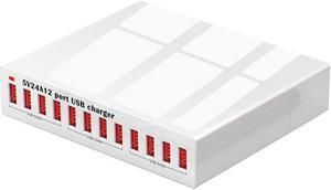 5V24A, X6 12 Port USB Charger 5V24A High-Power Quick Charging Intelligent Charger for Mobile Phone/Tablet Us Plug