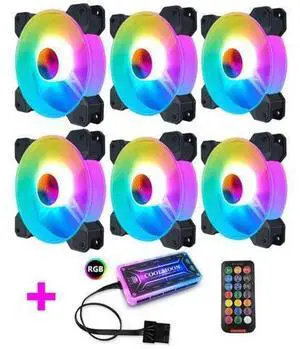 6pcs RGB Adjust LED Fan Cooler 12V 6Pin 120mm Cooling Fan Heatsink PC Computer Silent Fan Gaming Case Cooler Fan With Controller 6pcs RGB Adjust LED Fan Cooler 12V 6Pin 120mm Cooling Fan Heatsink PC Computer Silent Fan Gaming Case Cooler Fan With Controller
