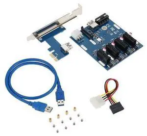 1X Expansion Kit 1 to 4 Slots Switch Multiplier Hub Riser Card Adapter with USB 3.0 Cable PCIE Mining Modules 1X Expansion Kit 1 to 4 Slots Switch Multiplier Hub Riser Card Adapter with USB 3.0 Cable PCIE Mining Modules