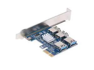 PCIe 1 to 4 PCI-Express 16X Slots Riser Card PCI-E 1X to External 4 PCI-e USB 3.0 Adapter Multiplier Card for Bitcoin Miner PCIe 1 to 4 PCI-Express 16X Slots Riser Card PCI-E 1X to External 4 PCI-e USB 3.0 Adapter Multiplier Card for Bitcoin Miner