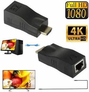 2Pcs 4K 1080P HDMI Extender to RJ45 Over Cat 5e/6 Network LAN Ethernet Adapter 2Pcs 4K 1080P HDMI Extender to RJ45 Over Cat 5e/6 Network LAN Ethernet Adapter