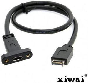 Xiwai Front Panel Header USB 3.1  to USB-C Type-C Female Extension Cable 40cm with Panel Mount Screw