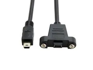 SM Panel Mount Type Mini USB 5Pin Male to Female Extension Adapter Cable with Screws 50cm SM Panel Mount Type Mini USB 5Pin Male to Female Extension Adapter Cable with Screws 50cm